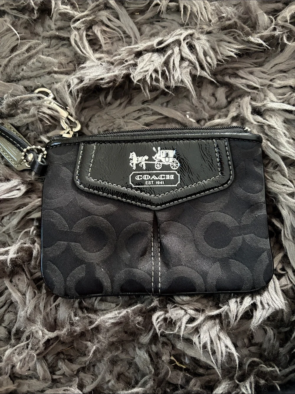 Coach Black Signature C Wristlet Coin Pouch